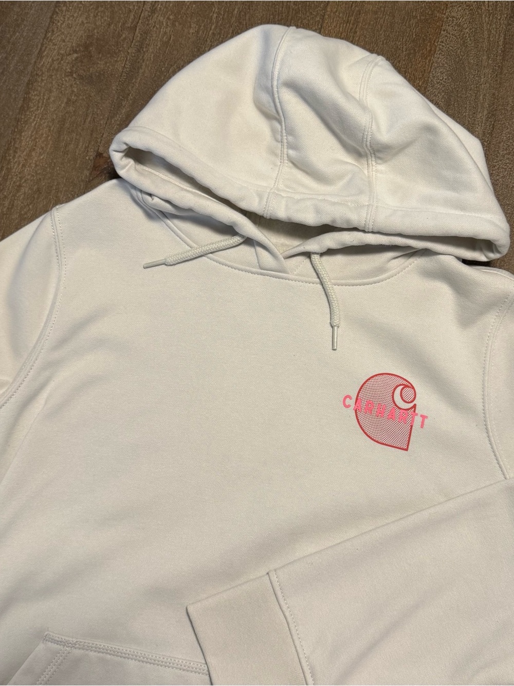 Carhartt Women’s Rain Defender Hooded Sweat Shirt Relaxed Fit Cream Pink Size XL